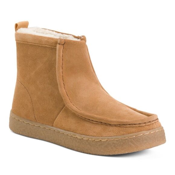 CLARKS Barleigh Suede Ankle Boots Pull On Loop Women Size 10 Lined Cozy Warm NEW - Picture 1 of 2